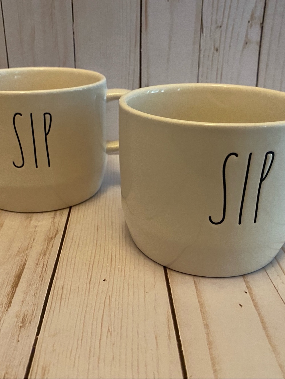 Rae Dunn white ‘SIP' Ceramic Mug - Black Lettering